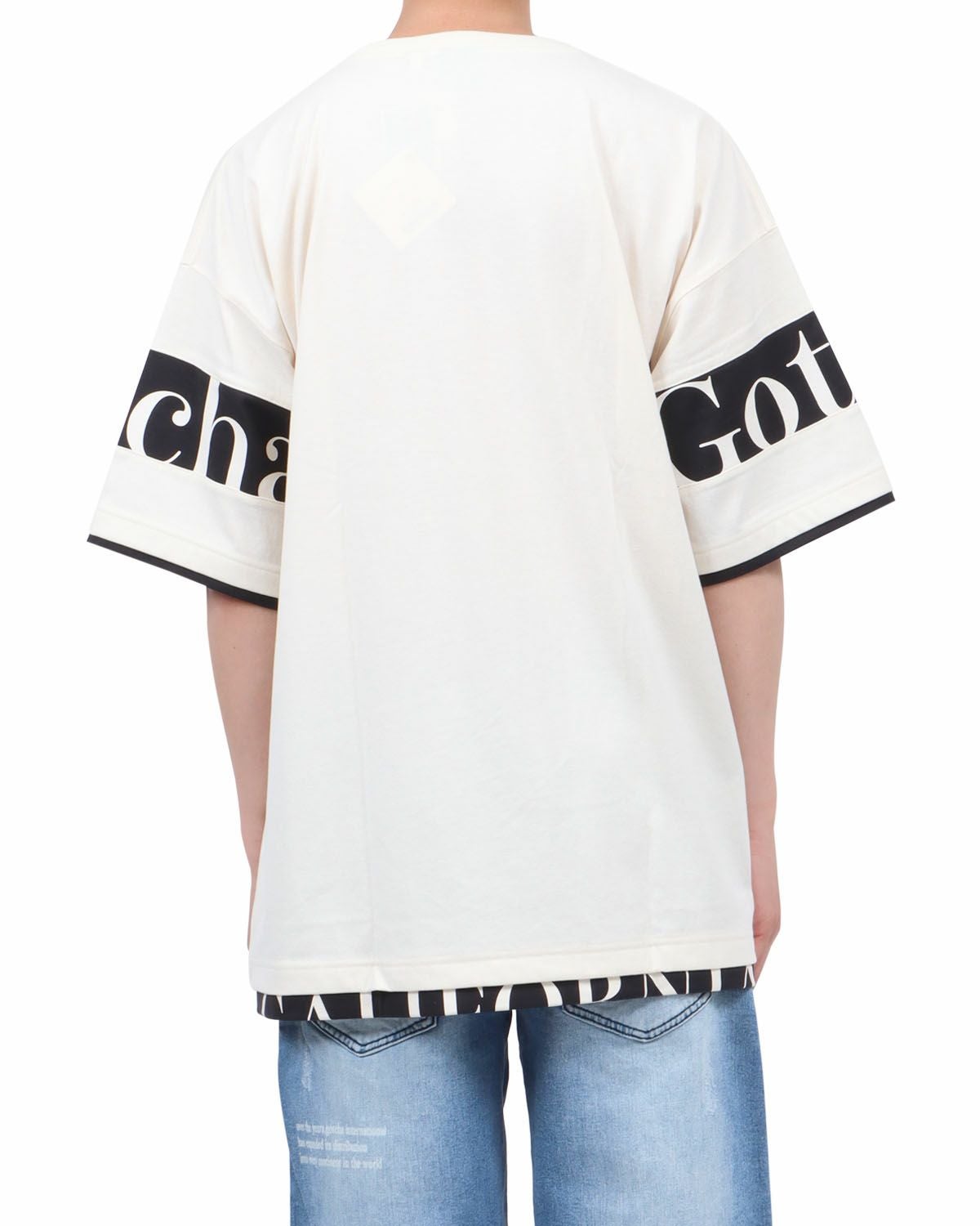 オフホワイト：174cm62kg(Lサイズ着用)