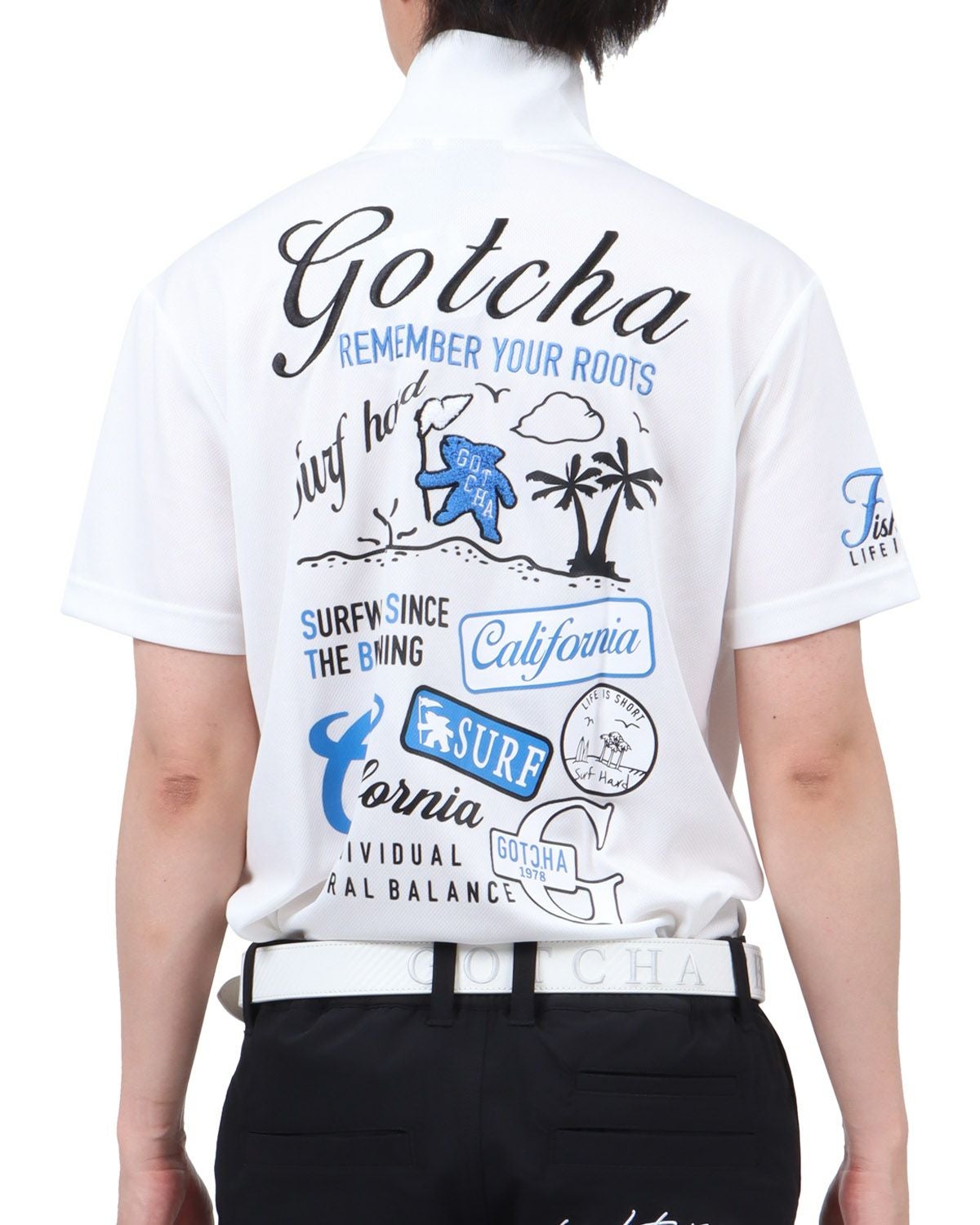 ホワイト：174cm62kg(Lサイズ着用)