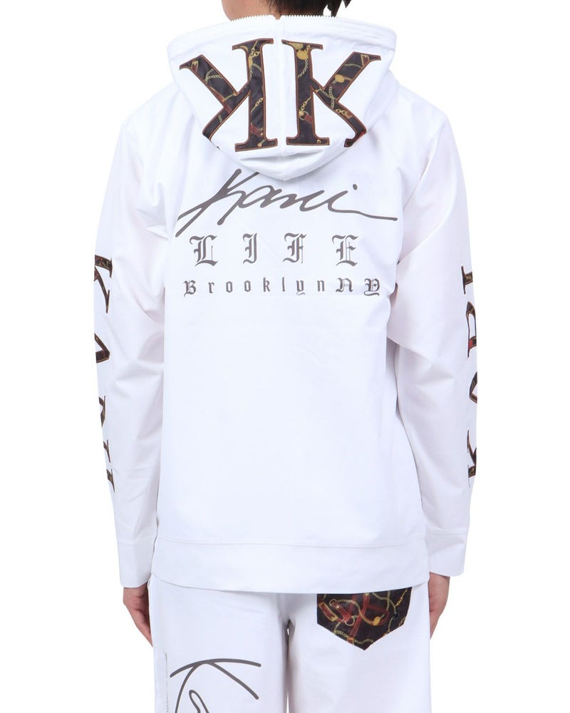 ホワイト：174cm62kg(Lサイズ着用)