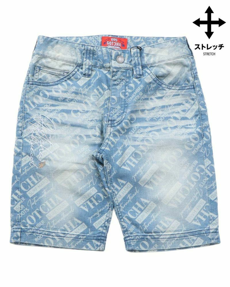 GOTCHA] KIDS ストレッチ レターグラフィック パターン デニムショーツ