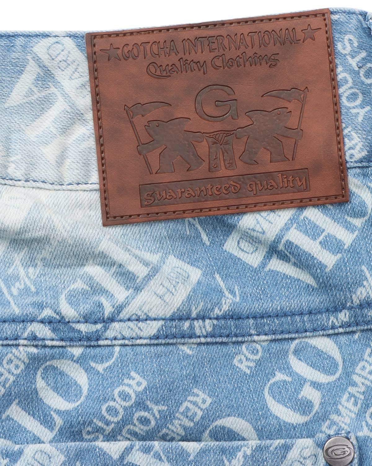 GOTCHA] ストレッチ レターグラフィック パターン デニムショーツ