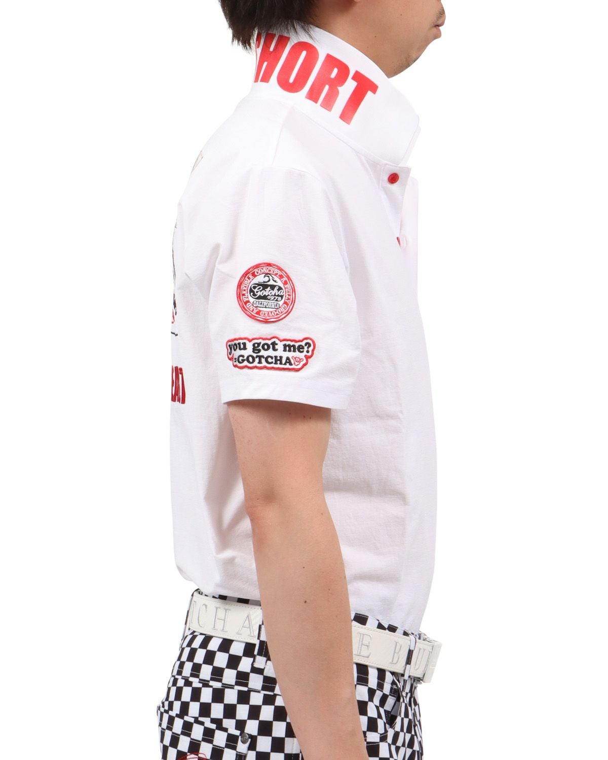 ホワイト：174cm62kg(Lサイズ着用)