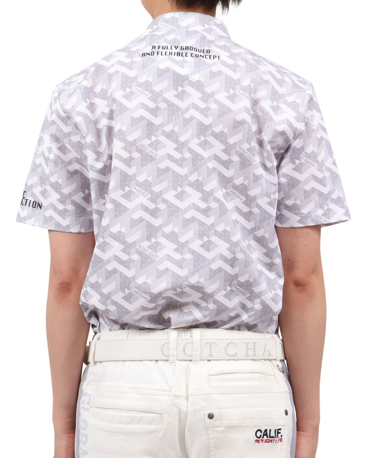 ホワイト：174cm62kg(Lサイズ着用)