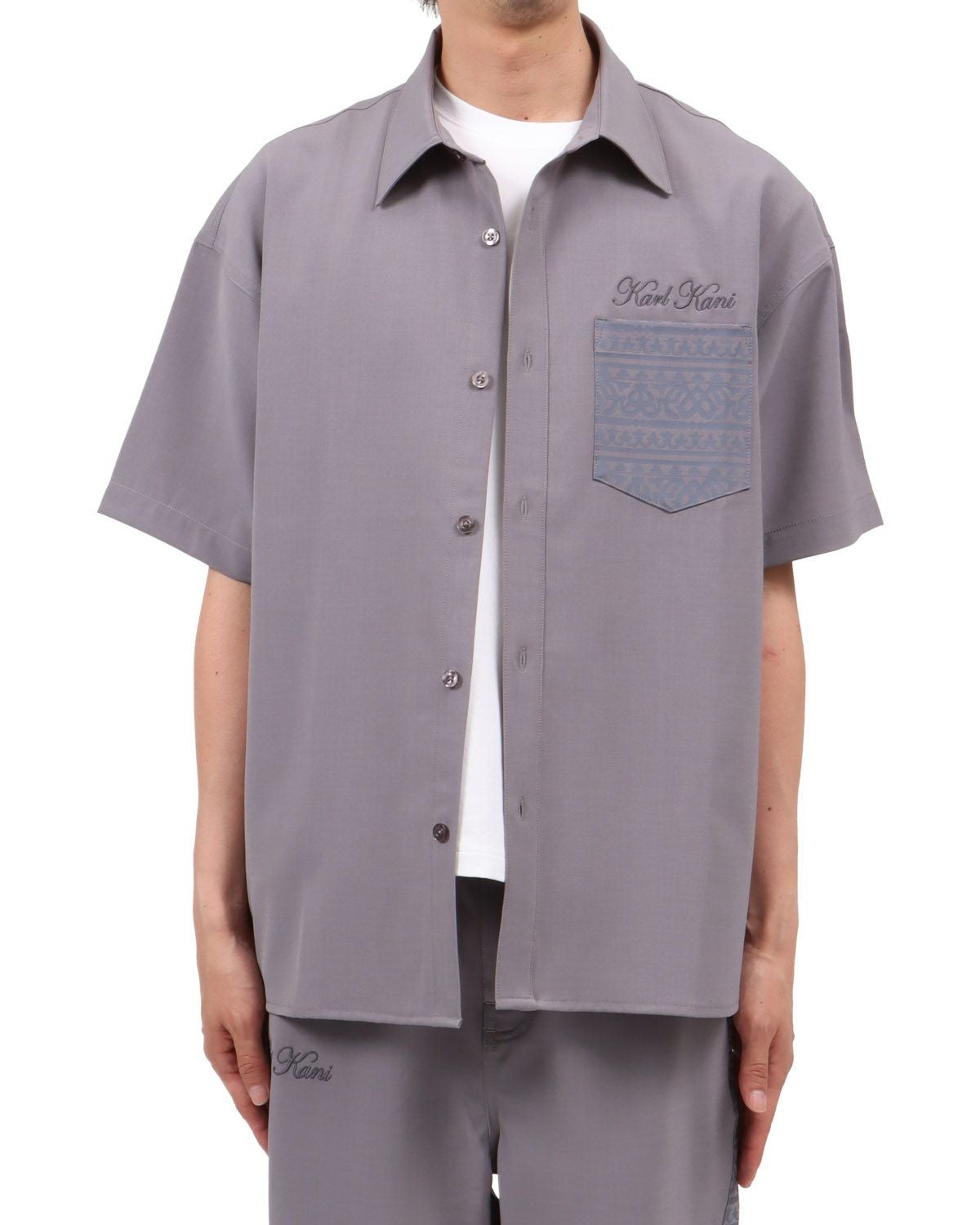 Karl Kani] 麻混風 刺繍柄 半袖 シャツ セットアップ | PEET ONLINE STORE