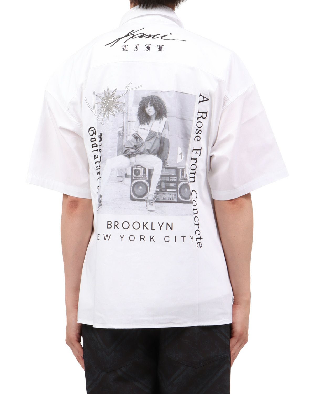 ホワイト：174cm62kg(Lサイズ着用)