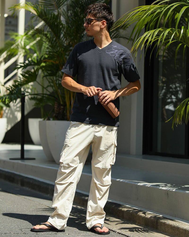 チャコール:180cm70kg(Lサイズ着用)