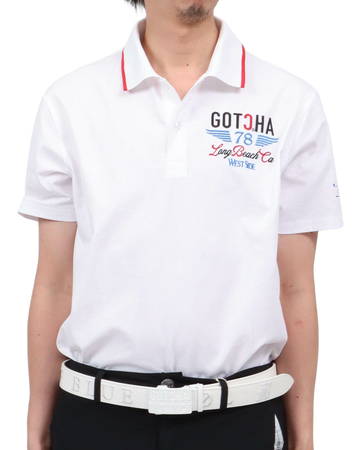 ホワイト：174cm62kg(Lサイズ着用)