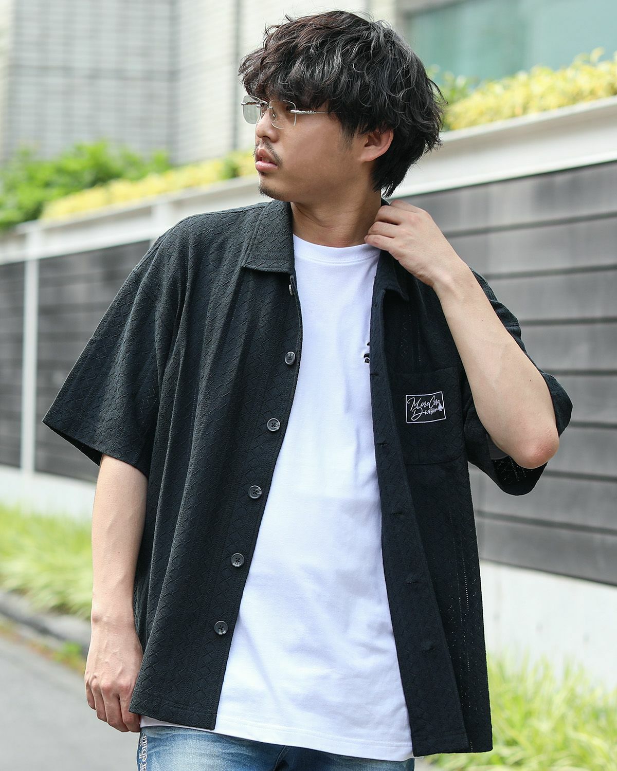 everyone 25ss 半袖チャックシャツ　L MCD] ウォッシャブル 半袖 ニット シャツ | PEET ONLINE STORE