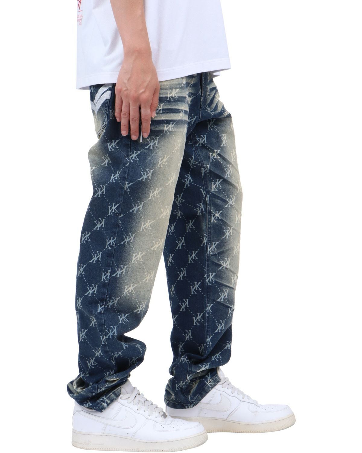 Karl Kani] ストレッチ レーザー モノグラム デニムパンツ | PEET