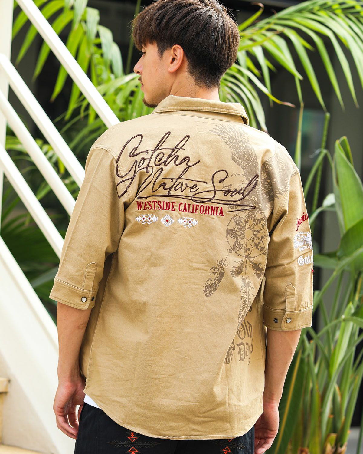 ベージュ：180cm/70kg(Lサイズ着用)