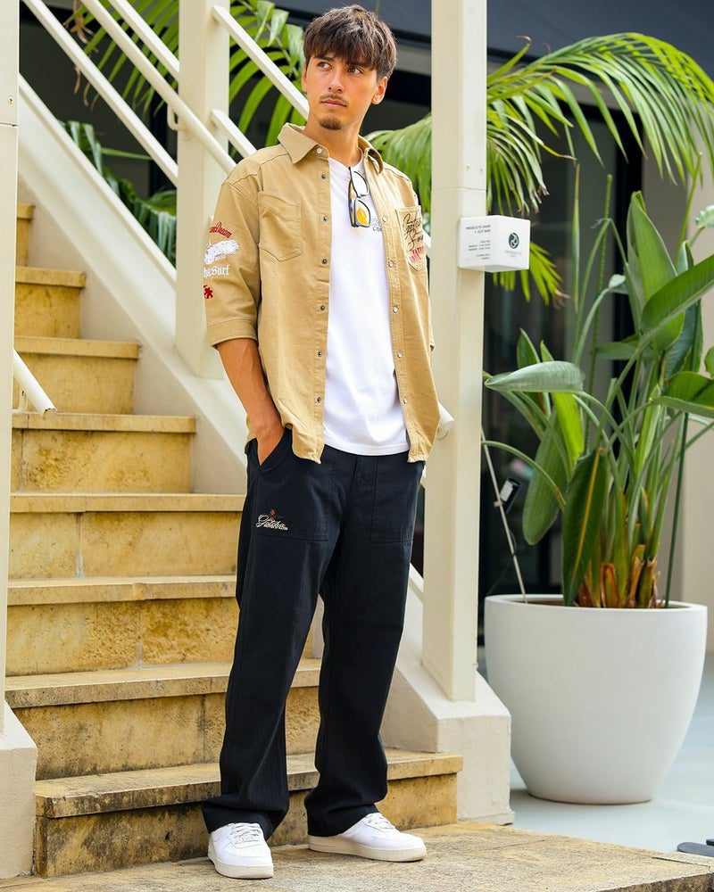 ベージュ：180cm/70kg(Lサイズ着用)