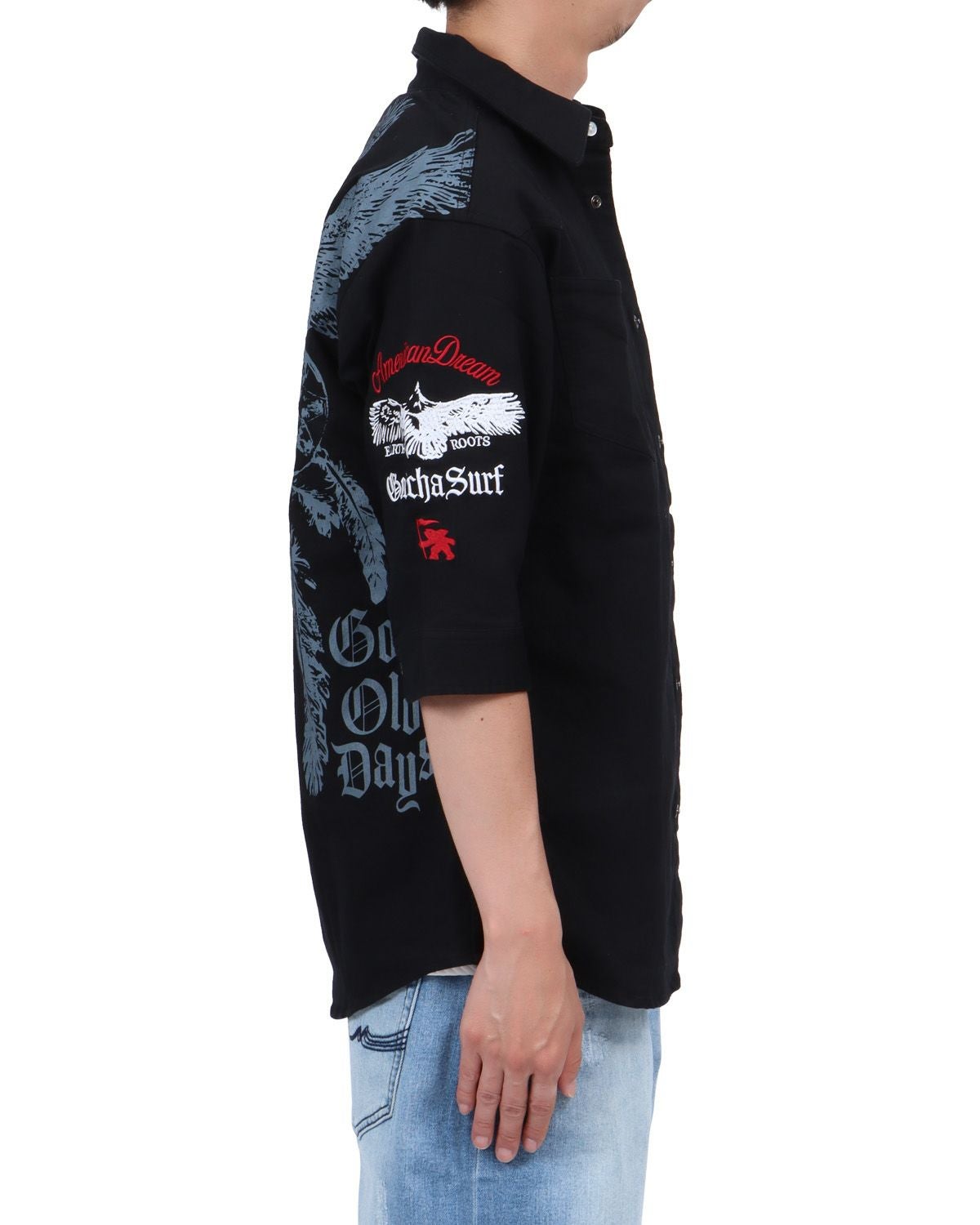なかっちページ GOTCHA] ストレッチ バック イーグル 5分袖 シャツ | PEET ONLINE STORE