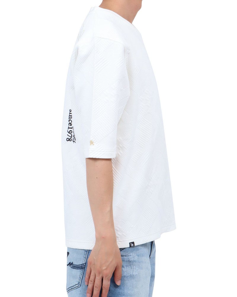 ホワイト：174cm62kg(Lサイズ着用)