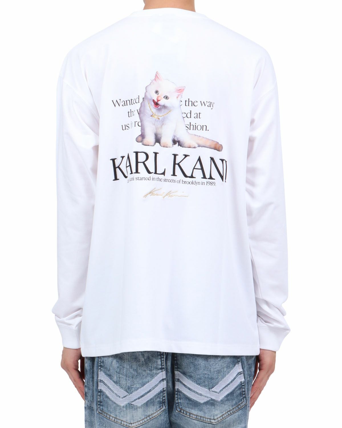 ホワイト：174cm62kg(Lサイズ着用)