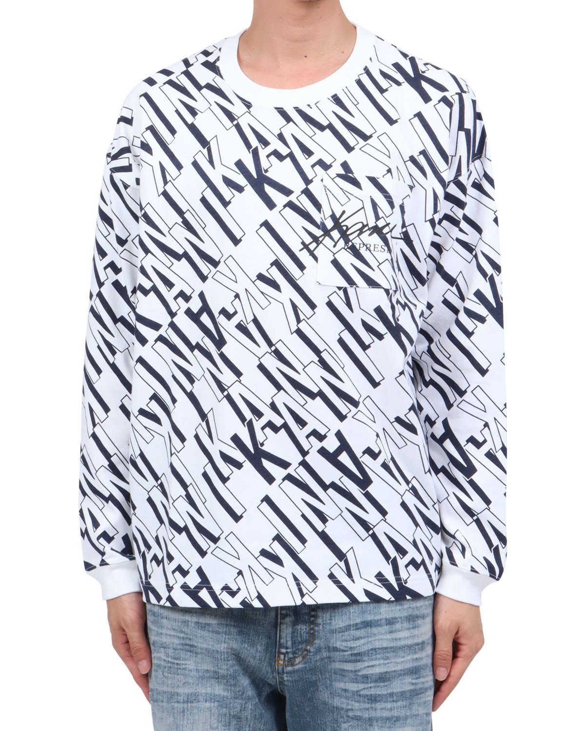 ホワイト：174cm62kg(Lサイズ着用)