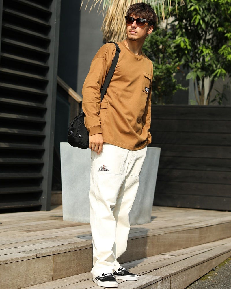 べージュ：180cm/70kg(Lサイズ着用)