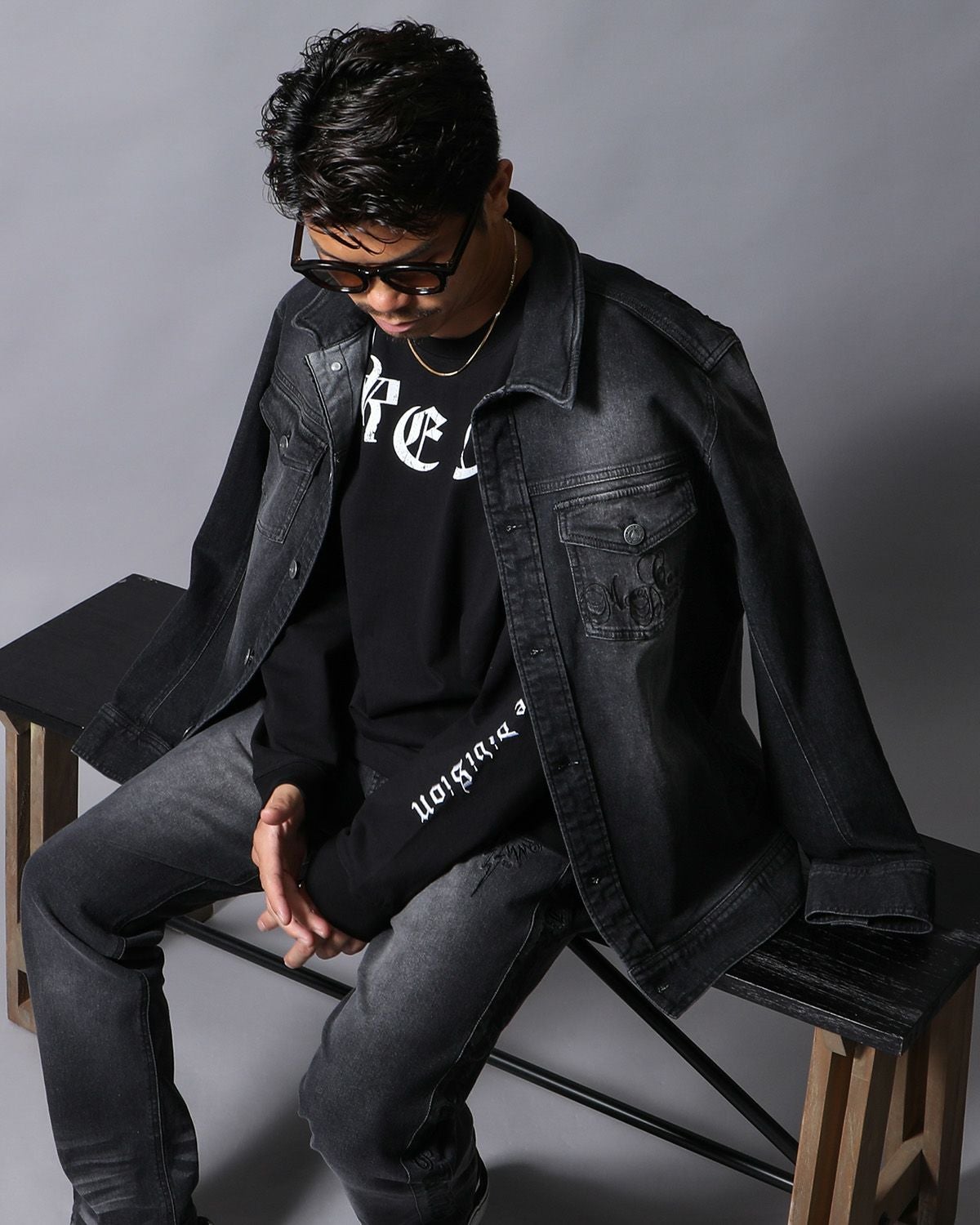 MCD] ストレッチ ブラック デニムジャケット | PEET ONLINE STORE