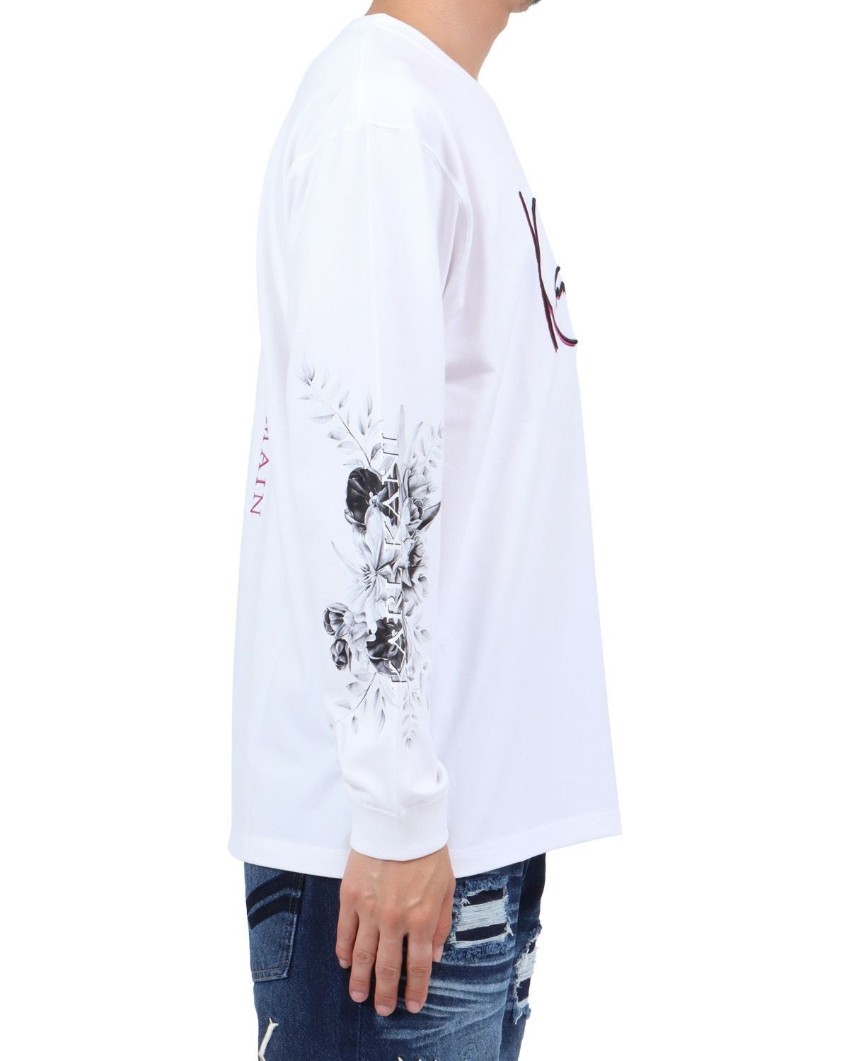 ホワイト：174cm62kg(Lサイズ着用)