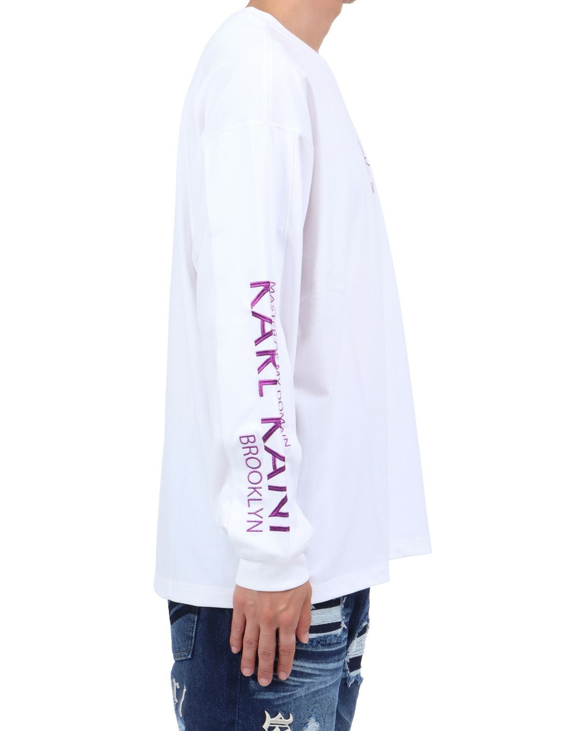 ホワイト：174cm62kg(Lサイズ着用)