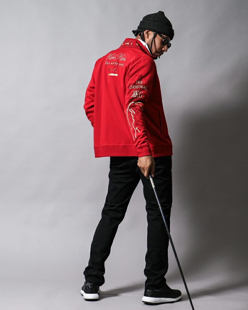 希少　RALPH LAUREN GOLF ジャケット ブルゾン ゴールド金具 Karl Kani GOLF] ポリスムース アーム インパクト スタンドジャケット