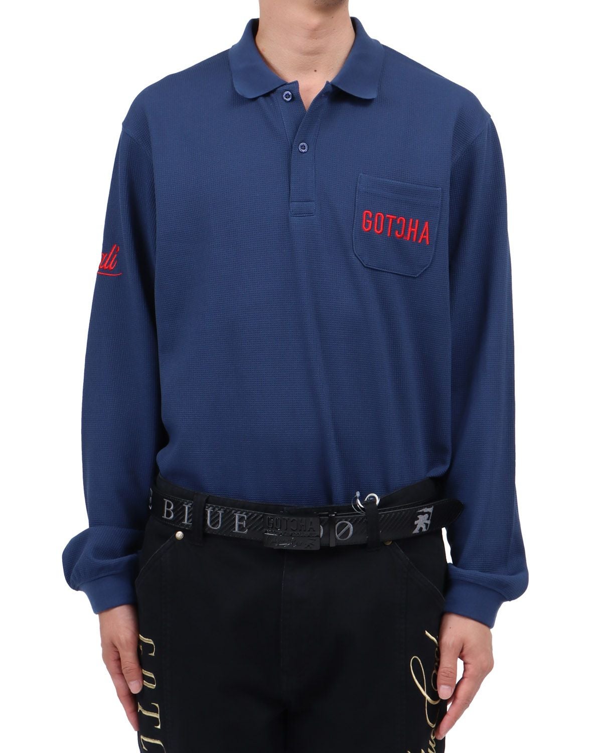 ネイビー：174cm62kg(Lサイズ着用)