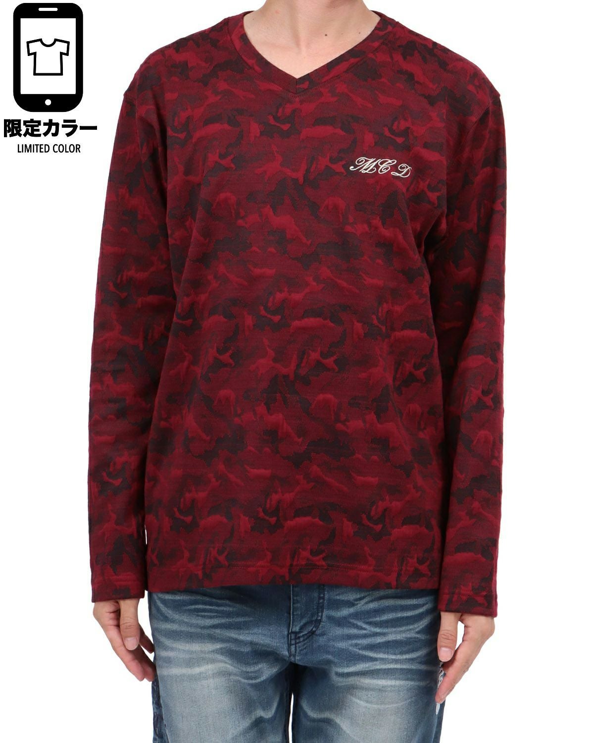 MCD] ジャカード 迷彩 Vネック ロンT | PEET ONLINE STORE