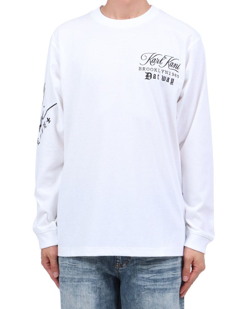 ホワイト：174cm62kg(Lサイズ着用)