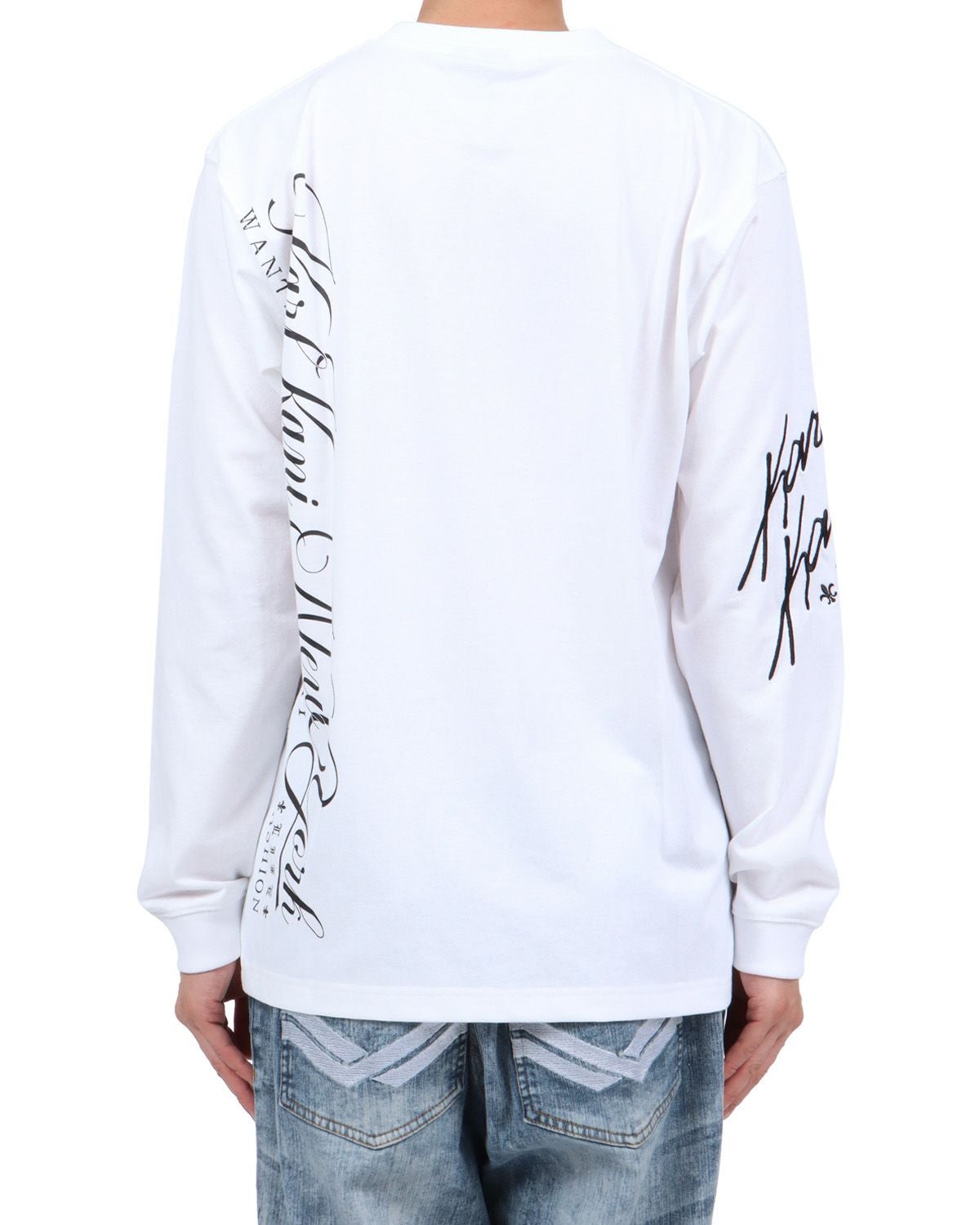 ホワイト：174cm62kg(Lサイズ着用)