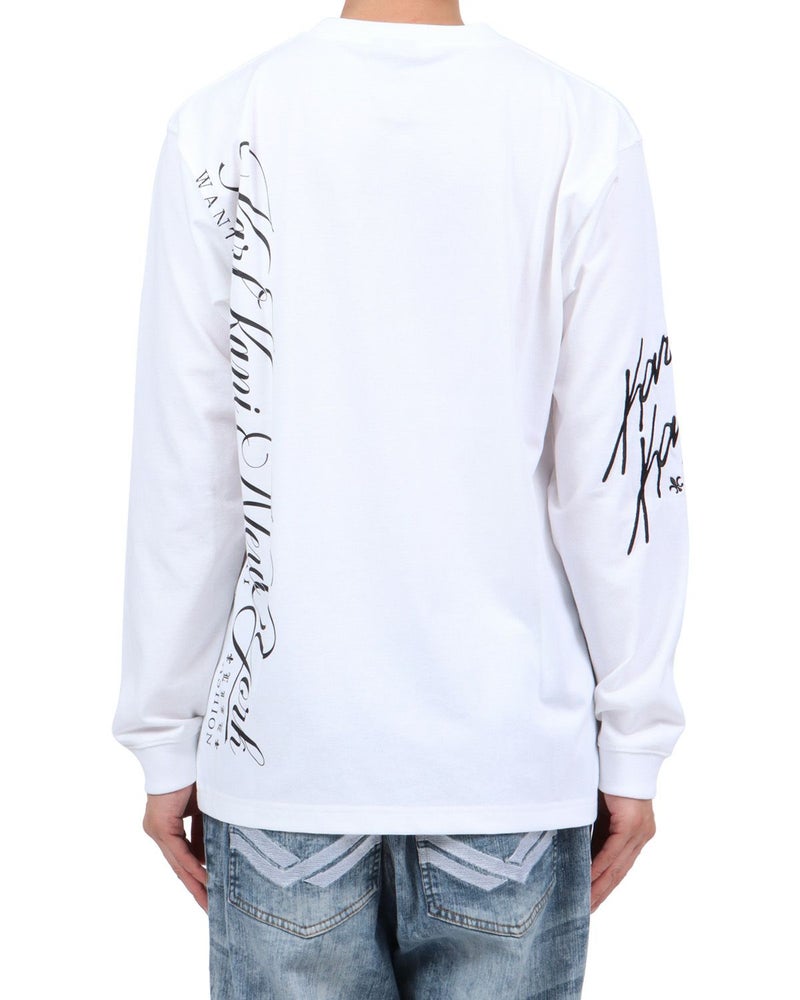 ホワイト：174cm62kg(Lサイズ着用)