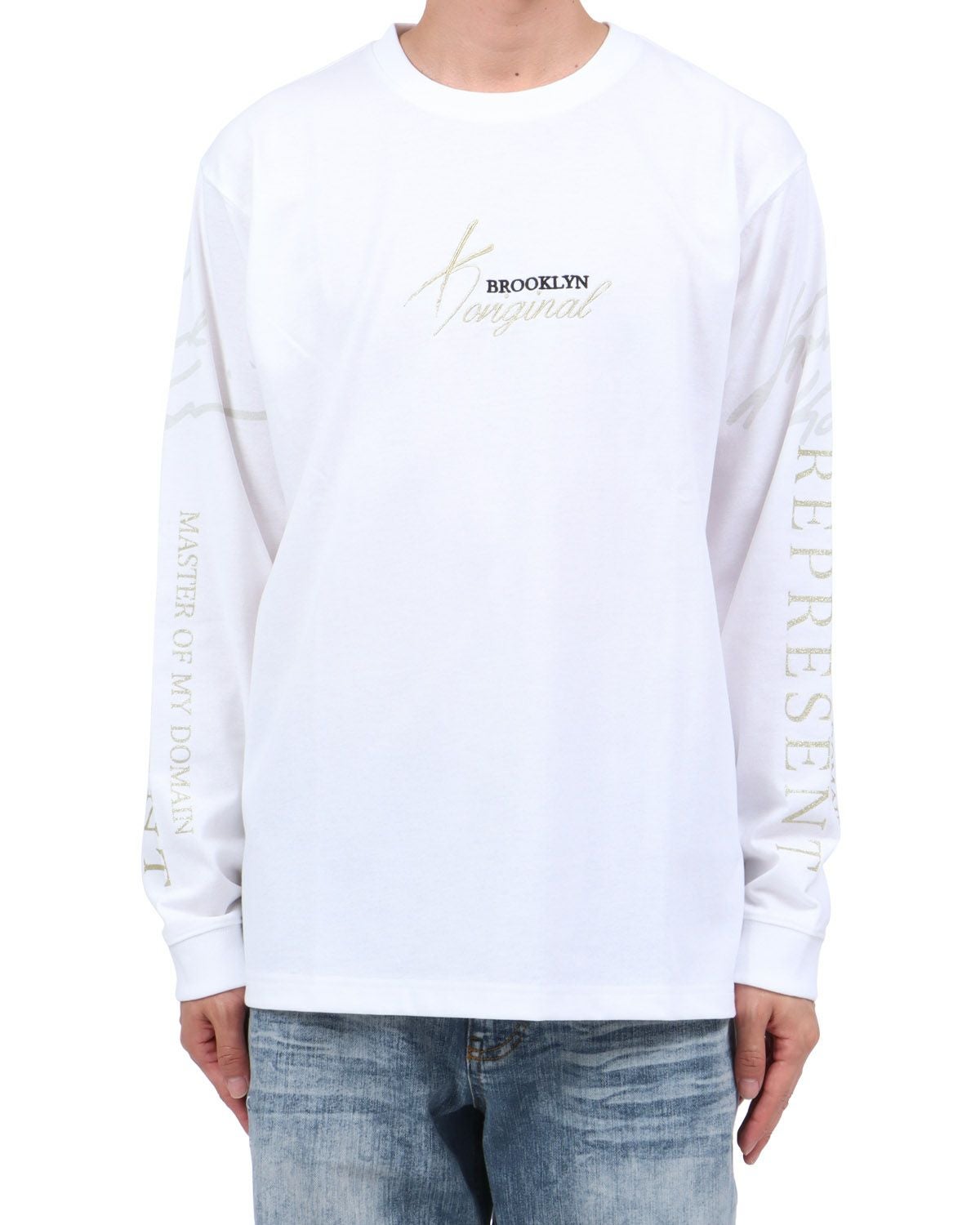 ホワイト：174cm62kg(Lサイズ着用)