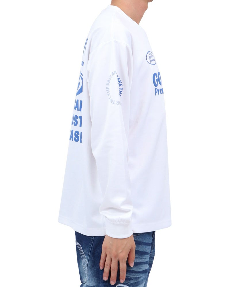 ホワイト：174cm62kg(Lサイズ着用)