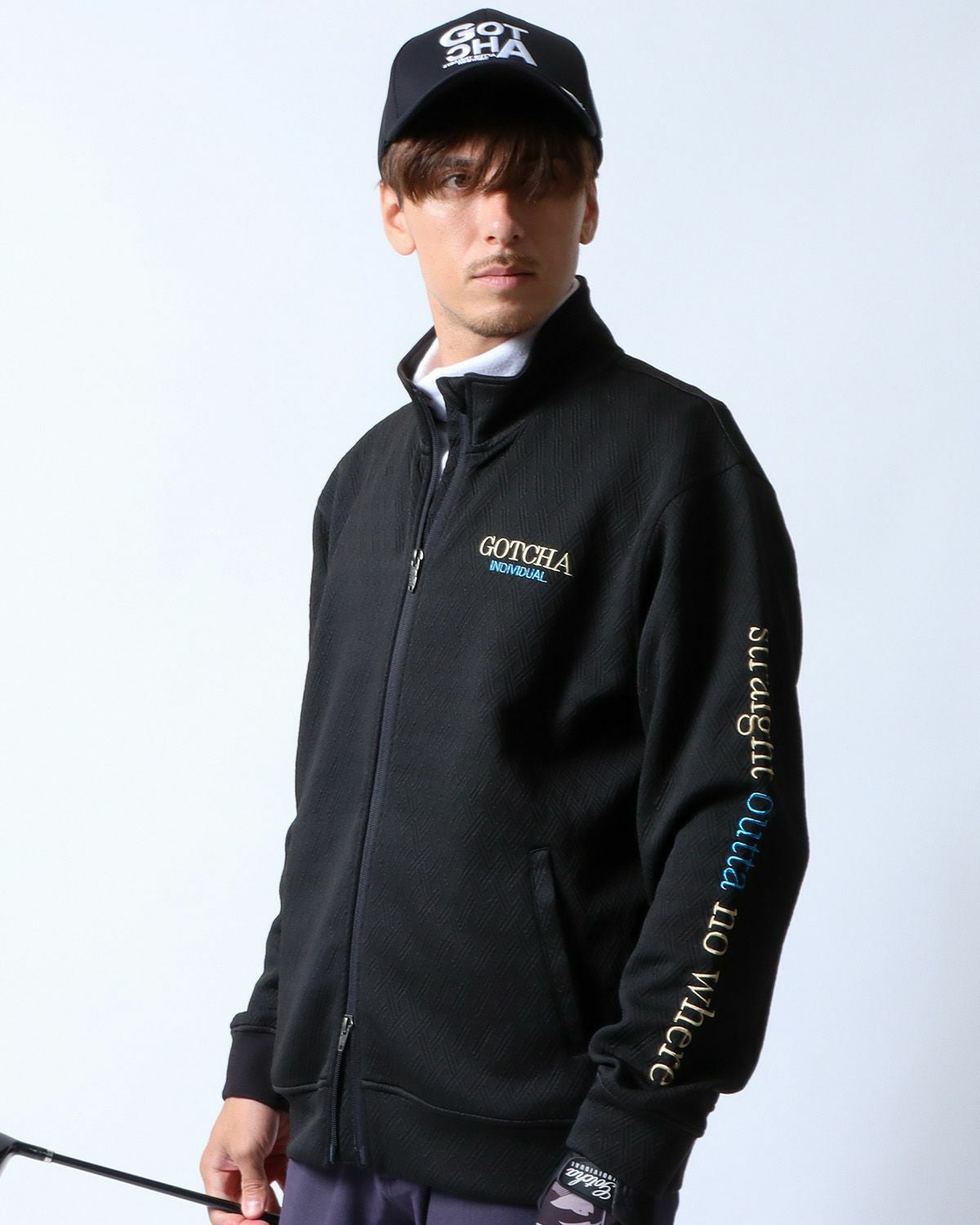 GOTCHA GOLF] ドライ 膨れ ジャカード スタンド ジップ ジャケット