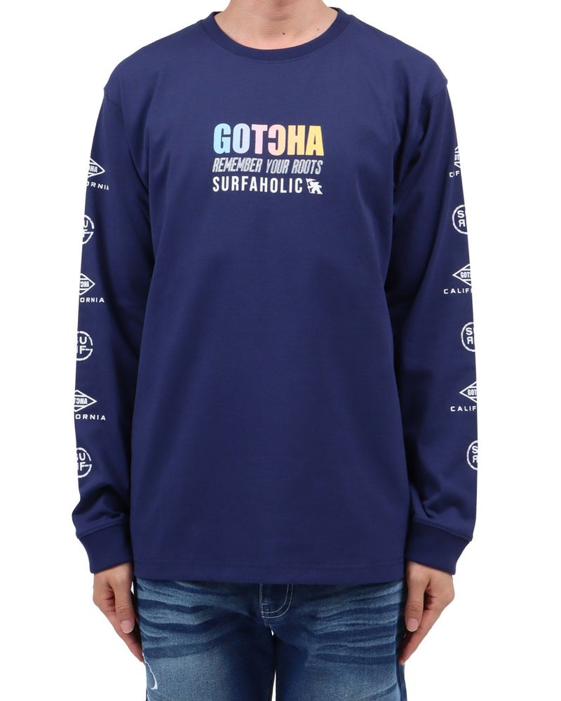 ネイビー：174cm62kg(Lサイズ着用)