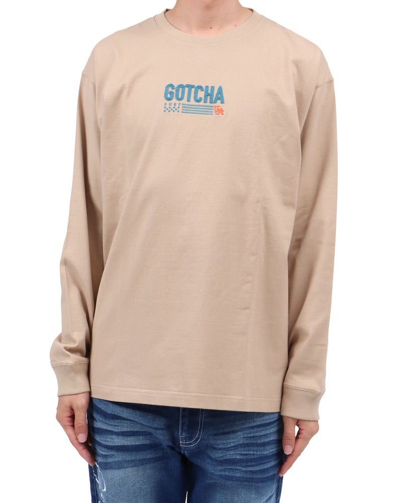 ベージュ：174cm62kg(Lサイズ着用)