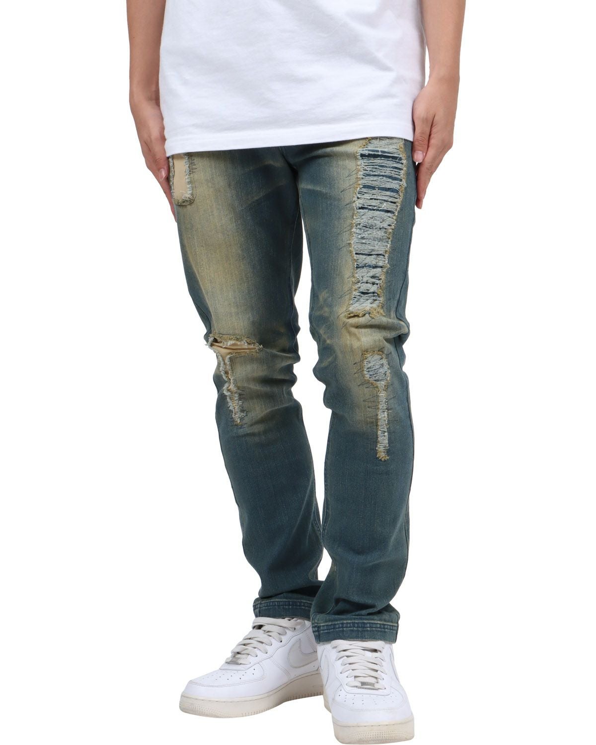 Karl Kani] ストレッチ スーパー スキニー ハードダメージ デニム