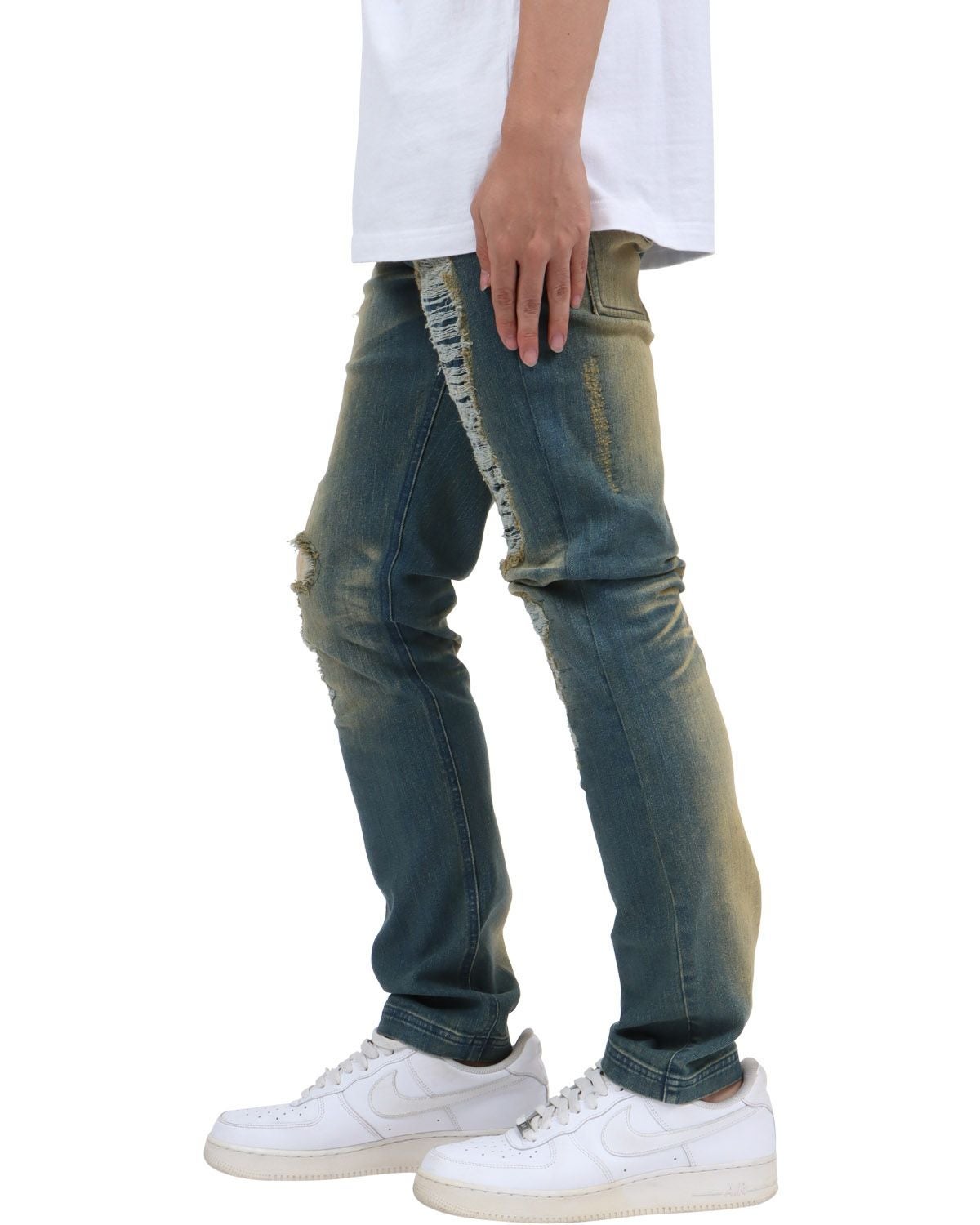 Karl Kani] ストレッチ スーパー スキニー ハードダメージ デニム