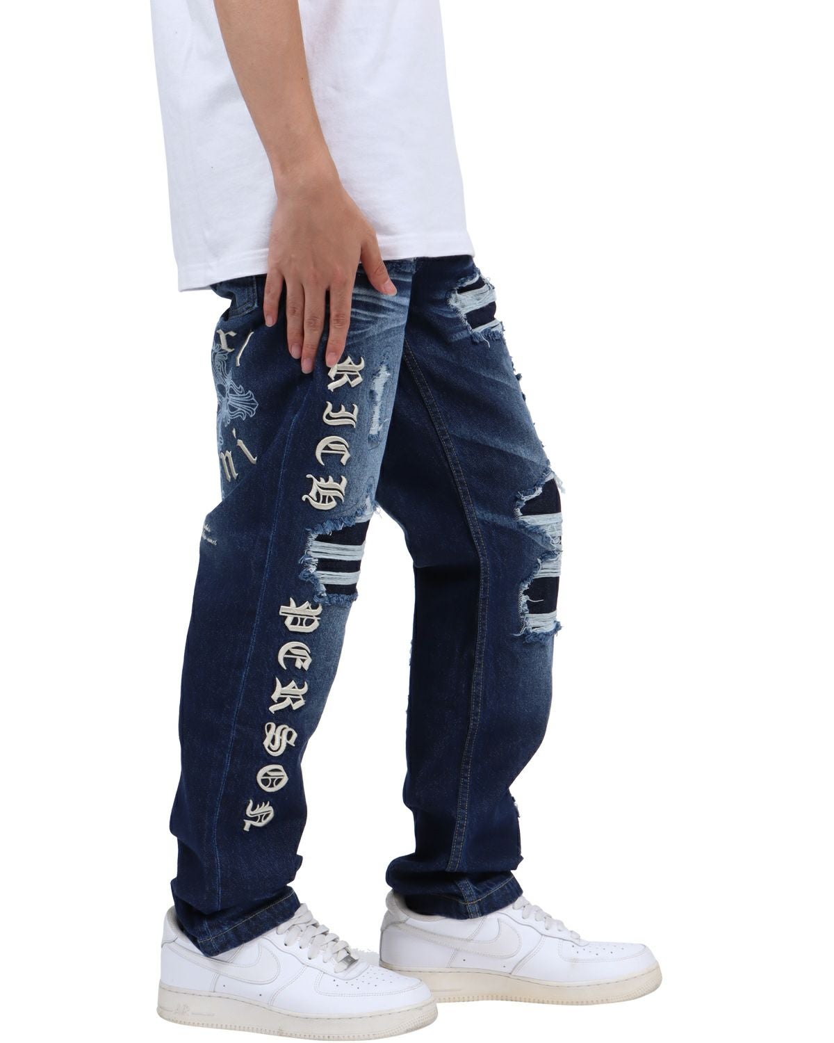 Karl Kani] ダメージ クロス ステッチ デニムパンツ | PEET ONLINE STORE