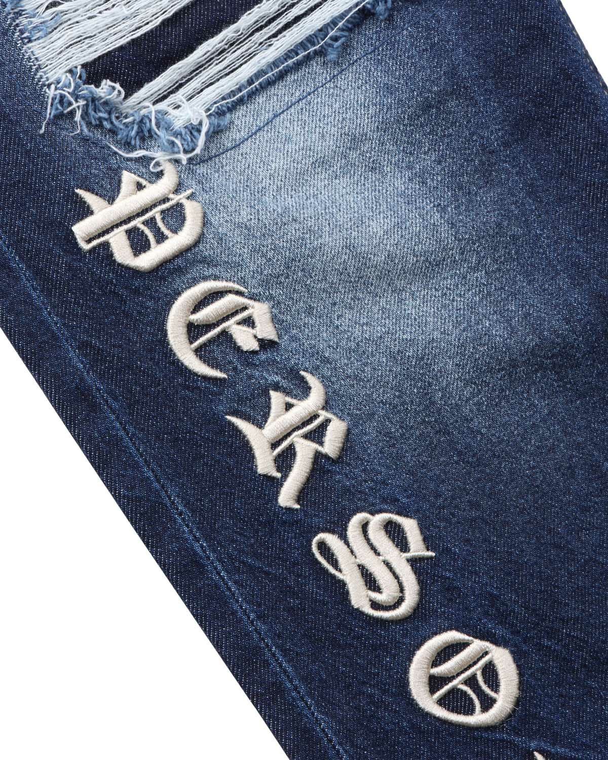 Karl Kani] ダメージ クロス ステッチ デニムパンツ | PEET ONLINE STORE