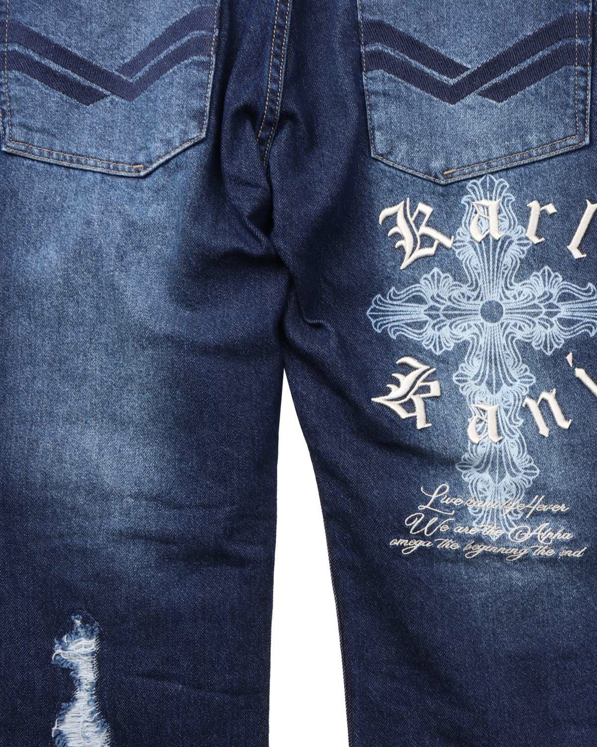 Karl Kani] ダメージ クロス ステッチ デニムパンツ | PEET ONLINE STORE