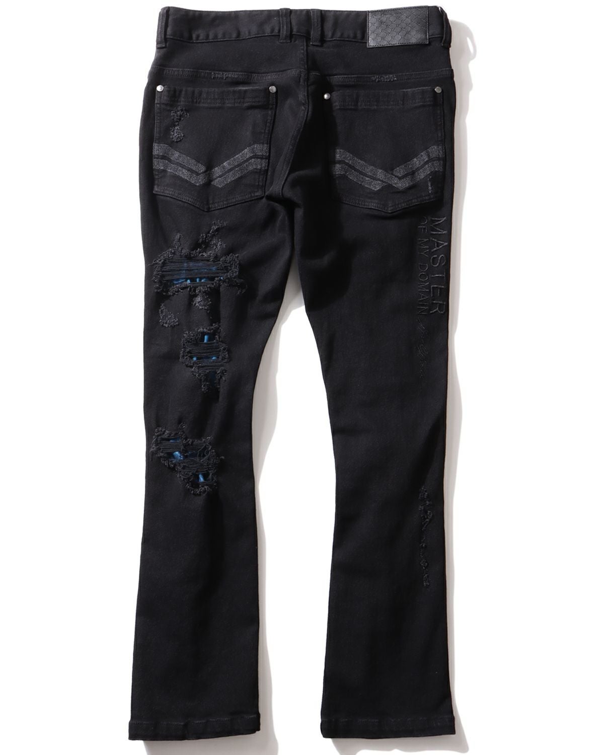 Karl Kani ダークデニム ツナギ Karl Kani] ストレッチ ブルー ダメージ ブラック デニムパンツ | PEET
