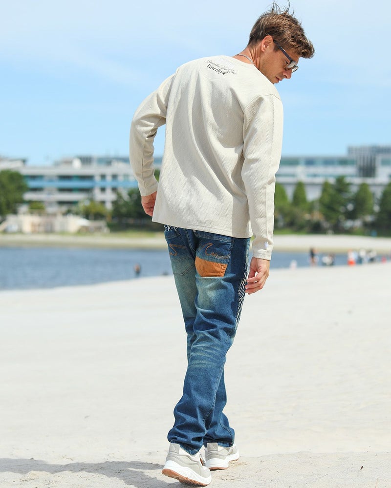 インディゴ：183cm/70kg(Lサイズ着用)