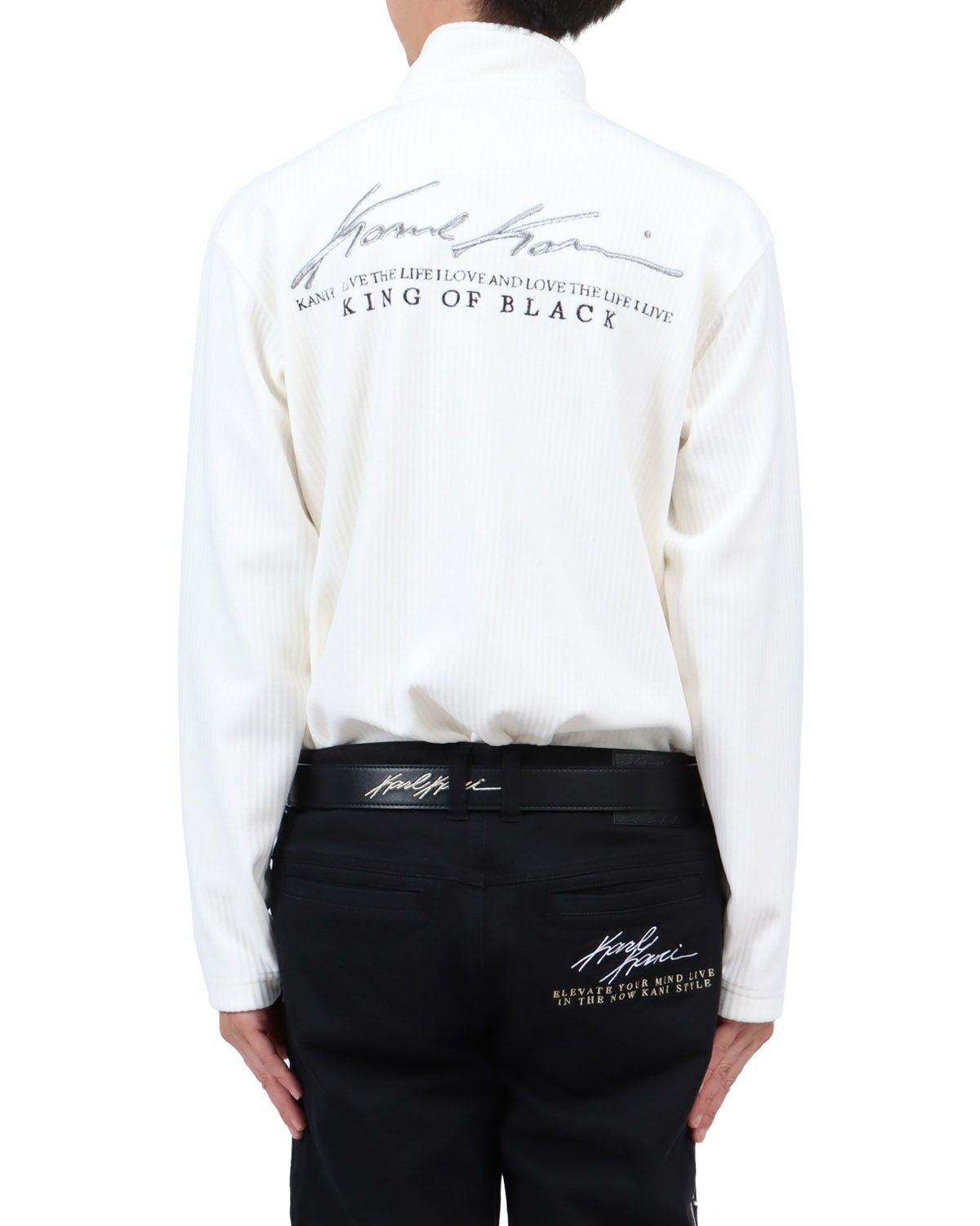 ホワイト：174cm62kg(Lサイズ着用)