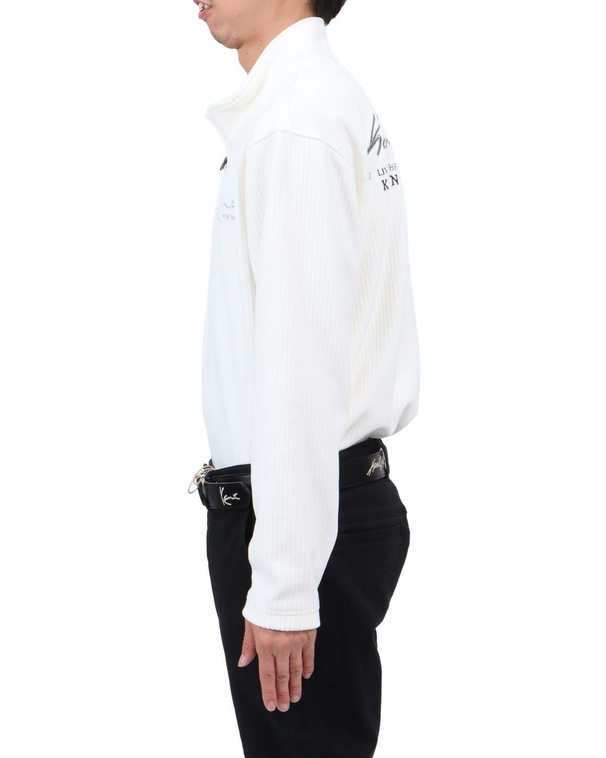 ホワイト：174cm62kg(Lサイズ着用)