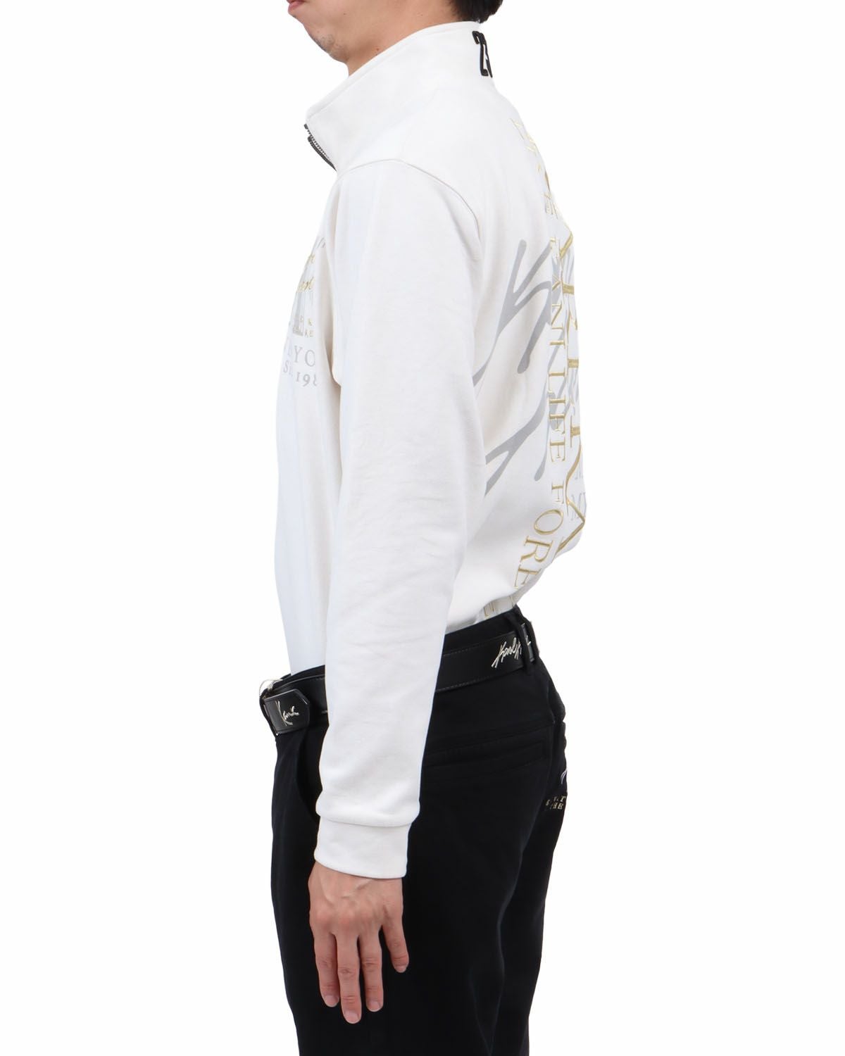 ホワイト：174cm62kg(Lサイズ着用)