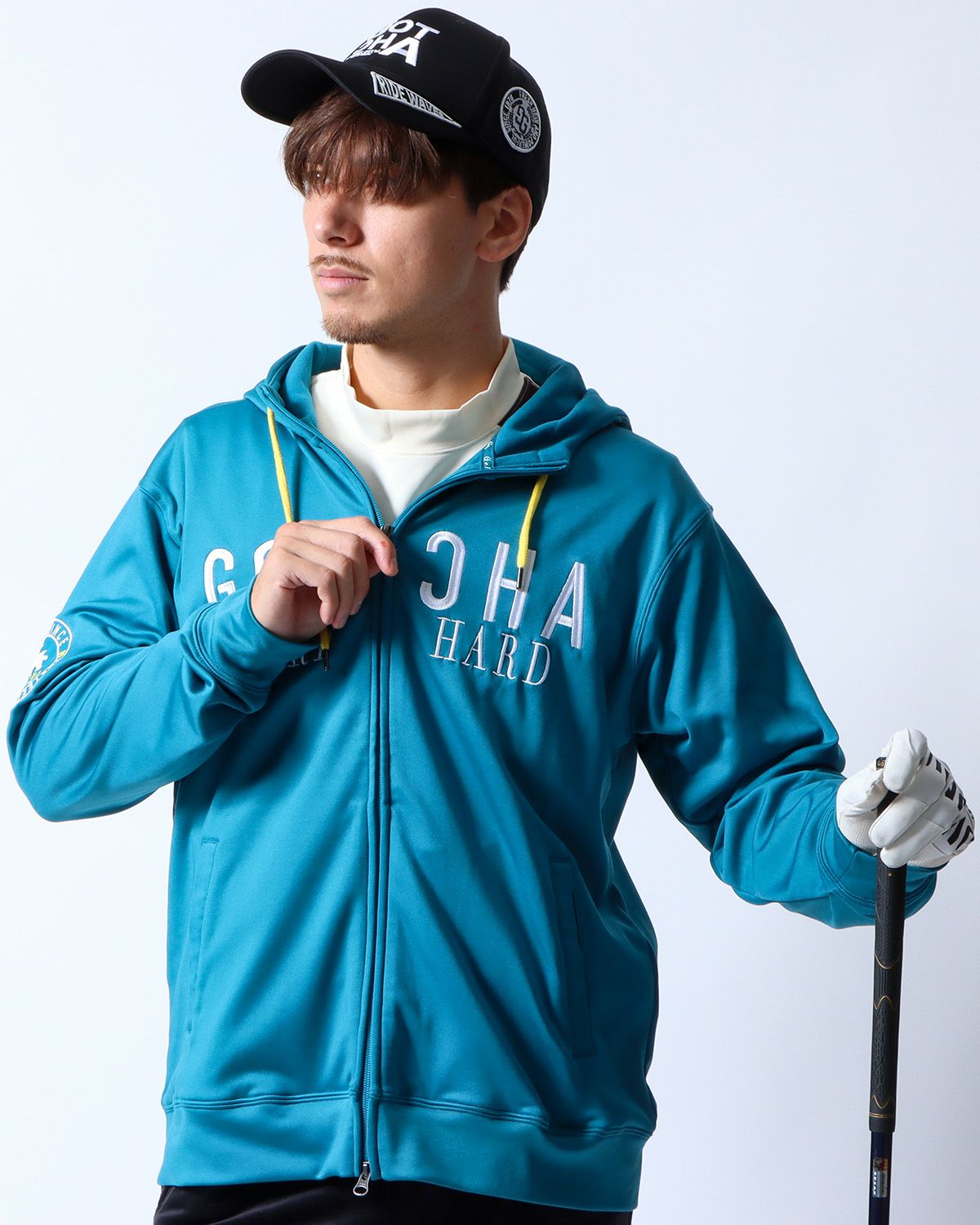 GOTCHA GOLF] 裏起毛 ネックウォーマー付き フルジップ パーカー