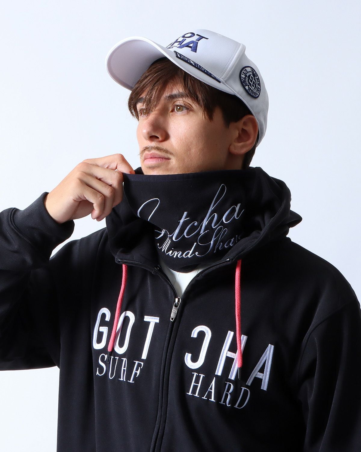 GOTCHA GOLF] 裏起毛 ネックウォーマー付き フルジップ パーカー