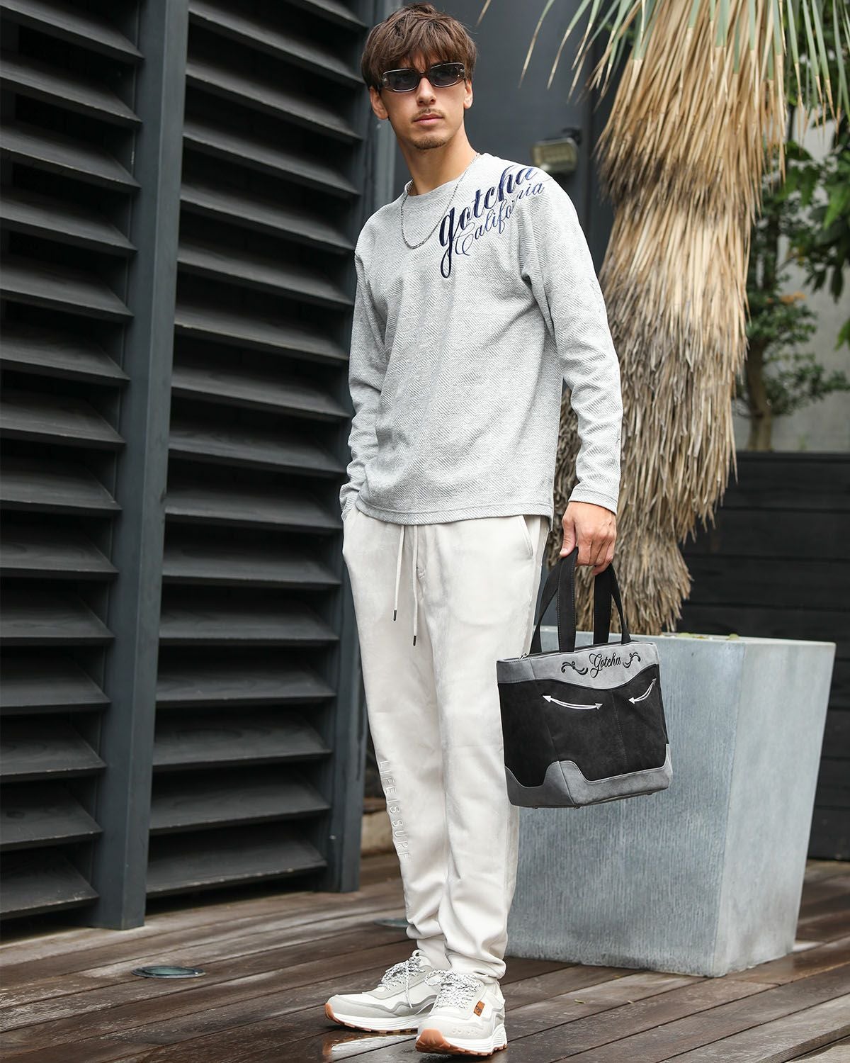 杢グレー：180cm/70kg(Lサイズ着用)