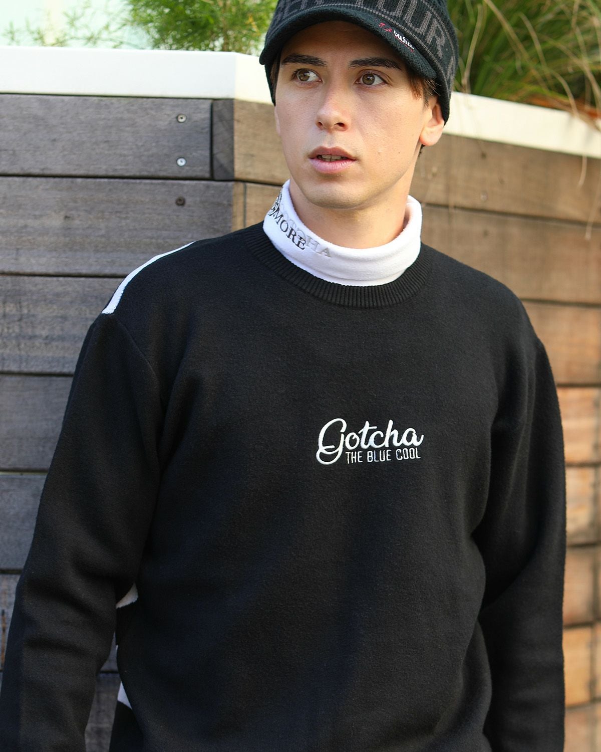 GOTCHA GOLF] 静電気防止 ウォッシャブル もちもち 縦ロゴ クルー