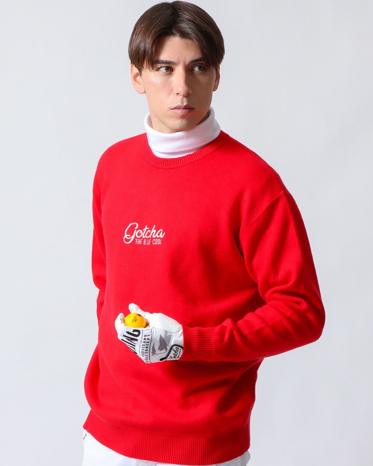 GOTCHA GOLF] 静電気防止 ウォッシャブル もちもち 縦ロゴ クルー