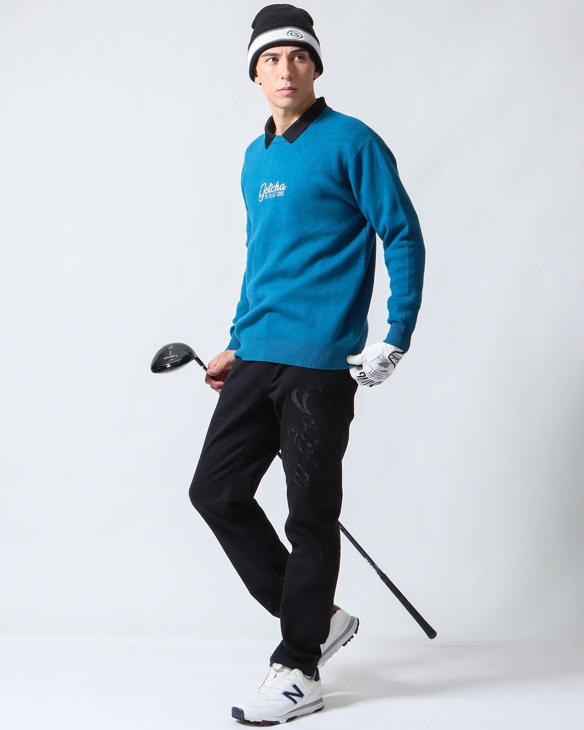 GOTCHA GOLF] 静電気防止 ウォッシャブル もちもち 縦ロゴ クルー
